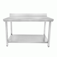 Table en inox adossée avec sous tablette - P600 mm - H950 mm - L1800 mm - STTB186 Table en inox adossée avec sous tablette - P600 mm - H950 mm - L1800 mm - STTB186