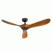 Ventilateur de plafond Perenz 7214 en métal noir, 132 cm, moteur CC 26 W, 3 pales en noyer foncé, télécommande et 6 vitesses. - noir 7214 N