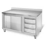 Armoire inox sur pieds 140x60cm - tiroirs à droite_0