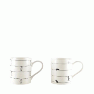 Aulica Tasses à thé blanche avec design chat - lot de 2 - blanc 870301
