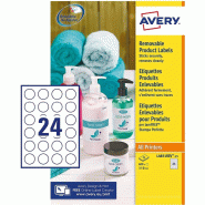 AVERY 600 étiquettes enlevables Laser blanc, format Ø 37 mm (25 feuilles / cdt) - 5014702134135
