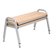 Banc d'école empilable - 5 hauteurs d'assise - Aluminium blanc thermolaqué - EWS.40