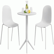 CLP Salon de jardin Torin avec 2 chaises Plastique HBT: 85x162x60 cm Blanc - blanc 328123