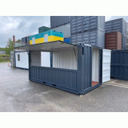 Conteneur bar 15 pieds - Structure acier robuste, plancher bois, grande ouverture frontale