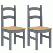 Décoshop26 - Set de 2 chaises de salle à manger design rustique 40 x 46 x 99 cm en bois de pin gris DEC025510 - gris 3000255289226 Décoshop26 - Set de 2 chaises de salle à manger design rustique 40 x 46 x 99 cm en bois de pin gris DEC025510 - gris 3000255289226