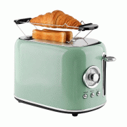 Grille-pain rétro Emerio – 800 W – 2 fentes – Support viennoiseries – 7 niveaux de brunissage – Tiroir ramasse-miettes – TO-133281 – Ve