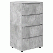 Helloshop26 - Armoire de rangement lot de 2 avec tiroirs pratiques 60 x 48 x 105 cm en bois d'ingénierie gris béton 02_0056189 - gris Bois massif 30
