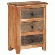 Helloshop26 - Armoire latérale bois massif d'acacia rangement 55 x 33 x 75 cm fonction d'affichage style classique en bois acacia 02_0047155 - Bois m