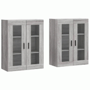 Helloshop26 - Lot de 2 armoires murales pratiques et décoratives rangement optimisé 69,5 x 34 x 90 cm en bois d'ingénierie gris 02_0055443 - gris v