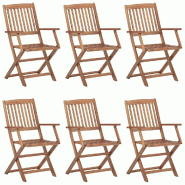 VidaXL Chaises Pliables D Extérieur Lot De 6 Bois D Acacia Solide - marron 3074936