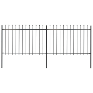 Vidaxl clôture de jardin avec dessus en lance acier 3,4x1,2 m noir 277621