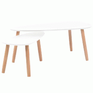 VidaXL Ensemble de tables basses 2 pcs Bois de pin massif Blanc  Modèle Atlas Office Horizon - 244731