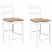 VidaXL Tabourets de bar avec coussins 2 pcs blanc bois massif d'hévéa Modèle Apex Bar - marron 4102562