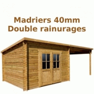 3792 - abri toit plat 9m² plus 40mm + terrasse 9m² traité marron gardy shelter