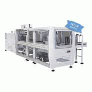 BP802ARV 280R-T – Fardeleuse automatique monobloc avec entrée à 90°, barre de soudure et dispositif enclenchement des barquettes