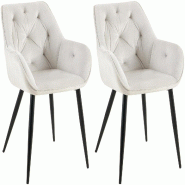 Décoshop26 - Lot de 2 chaises de salle à manger avec revêtement en velours gris clair cadre métal noir style moderne et 10_0006560 - gris métal 3