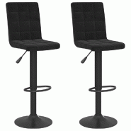 Décoshop26 - Lot de 2 tabourets de bar chaises hautes hauteur réglable en velours noir cadre en acier DEC029824 - noir 3000257578571