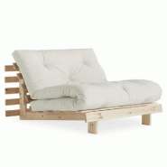 FAUTEUIL CONVERTIBLE FUTON ROOTS PIN NATUREL COLORIS NATUREL COUCHAGE 90 X 200 CM.