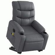 Fauteuil inclinable de massage électrique gris similicuir Modèle Nervanelis - 8721012218529