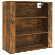 Helloshop26 - Armoire murale 80 x 33 x 80 cm grand espace de rangement décoration moderne en bois d'ingénierie chêne fumé 02_0048285 - Bois massif