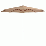 Helloshop26 - Parasol avec mât en bois 350 cm taupe 02_0008129 - Bambou 3000435047769