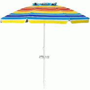 Helloshop26 - Parasol de plage inclinable 2,2 m avec porte-gobelet pratique et protection solaire upf50 en polyester multicolore 20_0013000 - Bois mas Helloshop26 - Parasol de plage inclinable 2,2 m avec porte-gobelet pratique et protection solaire upf50 en polyester multicolore 20_0013000 - Bois mas
