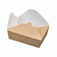 Nvase Ecolomique - 50 Pcs - Boîte repas carton kraft ingraissable - 1500 ml, 21,5 x 16 cm, Hauteur: 4,8 cm - ECO210BIO22K - marron en carton NVS210BI
