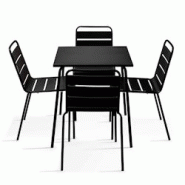 Oviala Business Ensemble table de jardin et 4 chaises en métal Noir - noir acier 114641