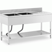 Royal Catering RCGS-2B1600D6 Évier 2 bacs de 400 x 400 x 250 mm avec étagère supplémentaire en acier inoxydable - 4062859232168 Royal Catering RCGS-2B1600D6 Évier 2 bacs de 400 x 400 x 250 mm avec étagère supplémentaire en acier inoxydable - 4062859232168