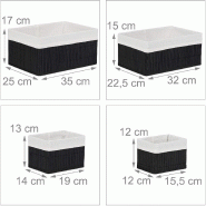 SET DE 6 PANIERS CORBEILLE DE RANGEMENT DÉCORATION EN BAMBOU ET TISSU NOIR 13_0002507_2 SET DE 6 PANIERS CORBEILLE DE RANGEMENT DÉCORATION EN BAMBOU ET TISSU NOIR 13_0002507_2