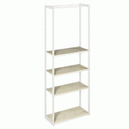 Structure Cage blanc 90x40x240cm 4 tablettes érable