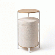 Table basse avec 2 poufs dotés d'un espace de rangement Nestup 1 blanc / chêne hjh LIVING - blanc multi-matériau 860027