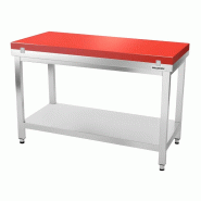 Table de travail en inox 1400x700 mm avec plaque de découpe rouge PREMIUM - GOLDINOX - gris inox 3701770841073
