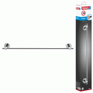 Tesa Smooz - Porte-serviettes avec 1 barre fixe en métal chromé, arrondi - Design classique - Haute qualité - 84 mm x 640 mm x 50 mm - argenté mé