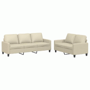 VidaXL Ensemble de canapés 2 pcs avec coussins Crème Similicuir Modèle Nectar - 3201419