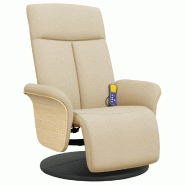 VidaXL Fauteuil inclinable de massage avec repose-pieds crème tissu Modèle Orloria - 356539