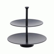 WellHome - Présentoir de service à 2 niveaux en acier au carbone 25x25x26 cm - noir acier WH16882