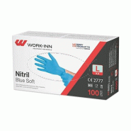 100 Gants "WORK-INN/PS", nitrile non poudré "Blue Soft" bleu taille L - L bleu Nitrile 98434