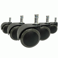 5x Roulettes pour sols durs ROLO EASY 11 mm / 50 mm (lot de 5) hjh OFFICE - noir multi-matériau 619031