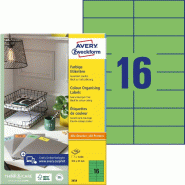 Avery Zweckform 1600 étiquettes universelles vertes, format 105 x 37 mm (100 feuilles A4 / cdt) - 3454