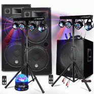 BM Sonic Pack SONO 3200W Dj MEGA BASSES - Subwoofer bi-amplifié 18" 46cm - Enceintes 215, Portiques 8 Lumières BAR CLUB DJ SOIREE MIX - 3666638042668