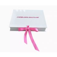 Boîte brillante blanche se pliante d'emballage de semelle intérieure de boîte-cadeau de fermeture de ruban pour des femmes - printedpaper-bags - 195*140*45mm
