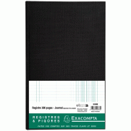 Exacompta - Réf. 333E - 1 Registre JOURNAL - format vertical 360 x 225 mm - 300 pages foliotées - avec un répertoire à la fin - intérieur en papi