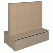 Gondole double face Vertigo T01 avec tiroir MDF naturel et taupe 125x74x125cm