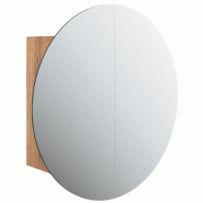 Helloshop26 - Armoire de salle de bain murale avec miroir rond et LED 47 x 47 x 17,5 cm en bois d'ingénierie chêne 02_0047111 - verre 3000234602794