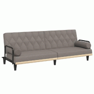 Helloshop26 - Canapé-lit avec accoudoirs taupe tissu 02_0020412 - polyester 3001089188006