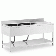 Helloshop26 - Plonge inox professionnel 2 éviers 180 x 70 x 97 cm acier inoxydable argenté 14_0009568 - inox 3000221706764