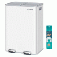 Helloshop26 - Poubelle de cuisine 2 x 30 litres 2 compartiments poubelle à pédale couvercle à fermeture douce avec seaux intérieurs 12_0007971 - a