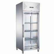 Romux® Armoire Réfrigérée Positive 1 Porte Vitrées 68 cm avec Refroidissement Froid Ventilé en Acier Inox Capacité de 600 L - 3 Étagères et 2