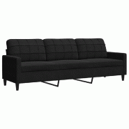 VidaXL Canapé à 3 places Noir 210 cm Velours Modèle Lervonia - 4007649